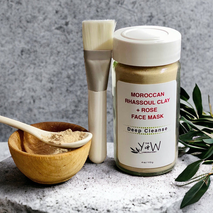 Organic Moroccan Rhassoul Clay + Rose Face Mask with Spa Kit
