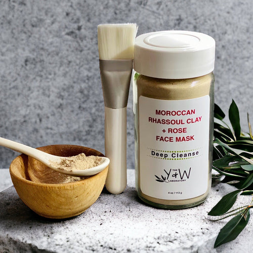 Organic Moroccan Rhassoul Clay + Rose Face Mask with Spa Kit